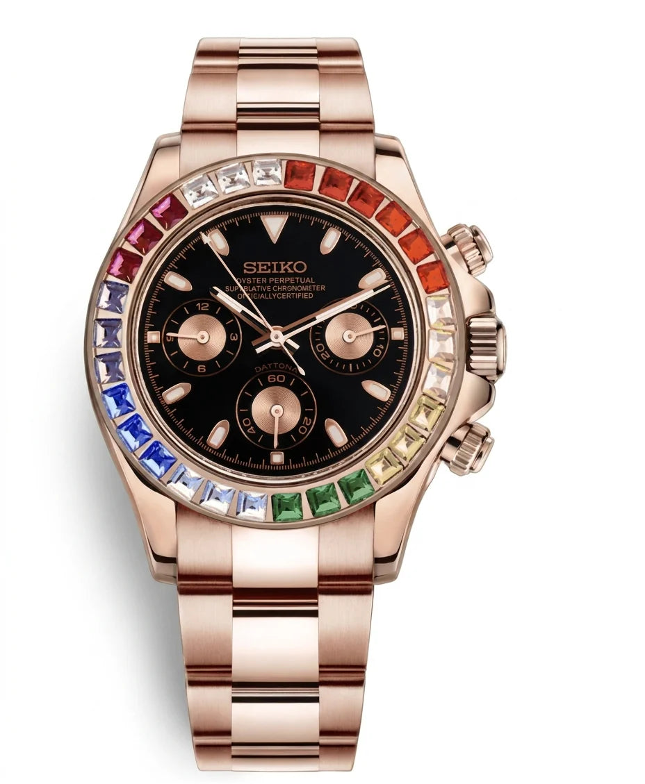 SEIKO MOD DAYTONA RAINBOW ROSE GOLD (RAINBOW SAPPHIRE)