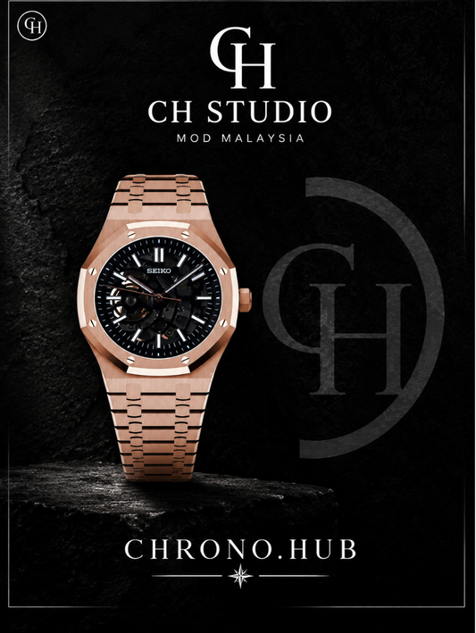 SEIKO MOD ROYAL OAK SKELETON ROSE GOLD