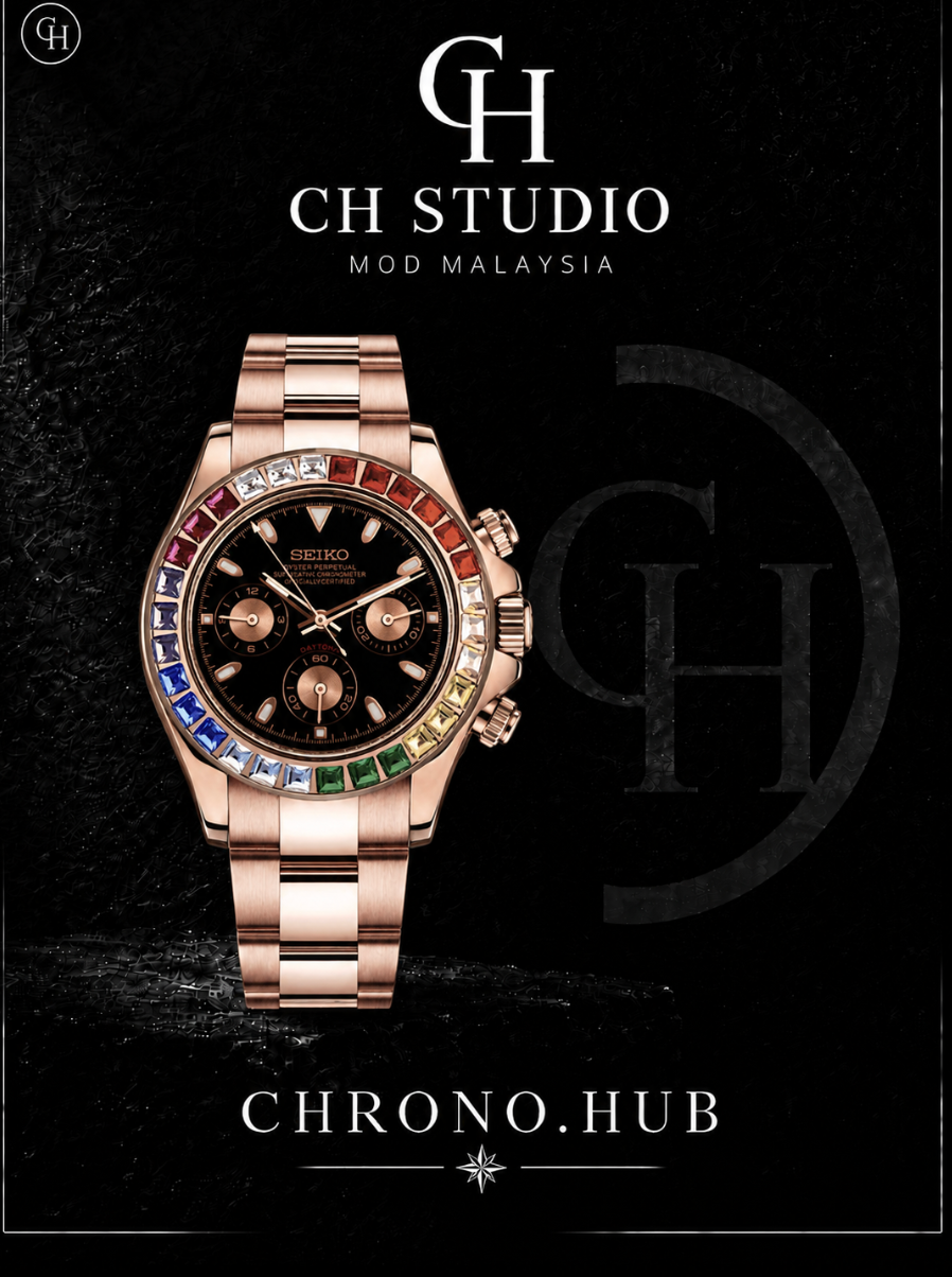 SEIKO MOD DAYTONA RAINBOW ROSE GOLD (RAINBOW SAPPHIRE)