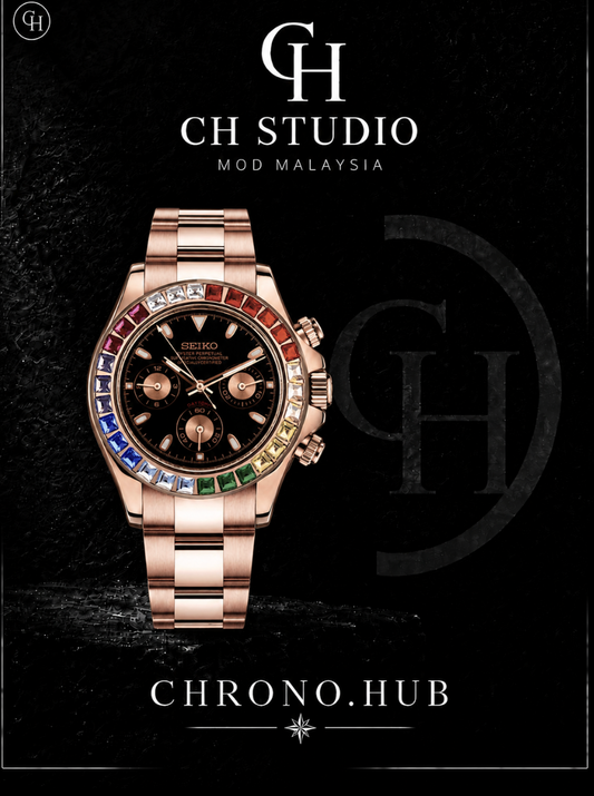 SEIKO MOD DAYTONA RAINBOW ROSE GOLD (RAINBOW SAPPHIRE)