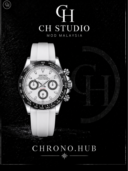 SEIKO MOD DAYTONA PANDA (WHITE RUBBER STRAP)