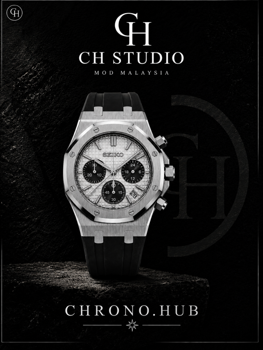 SEIKO MOD ROYAL OAK PANDA DIAL (RUBBER STRAP)