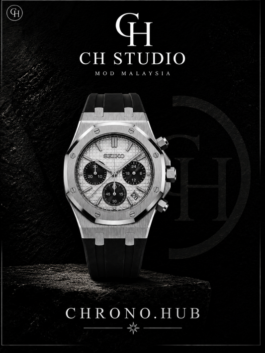 SEIKO MOD ROYAL OAK PANDA DIAL (RUBBER STRAP)