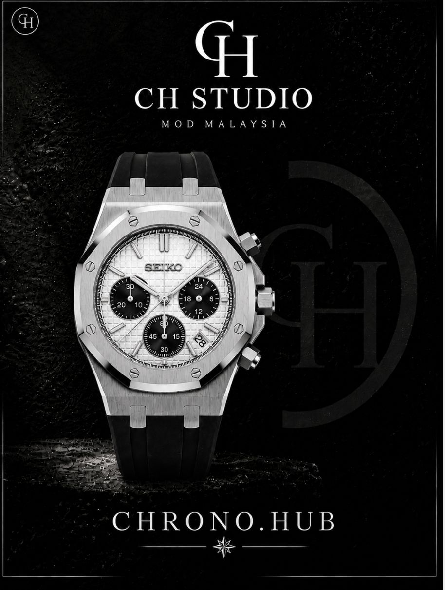 SEIKO MOD ROYAL OAK BLACK DIAL (RUBBER STRAP)