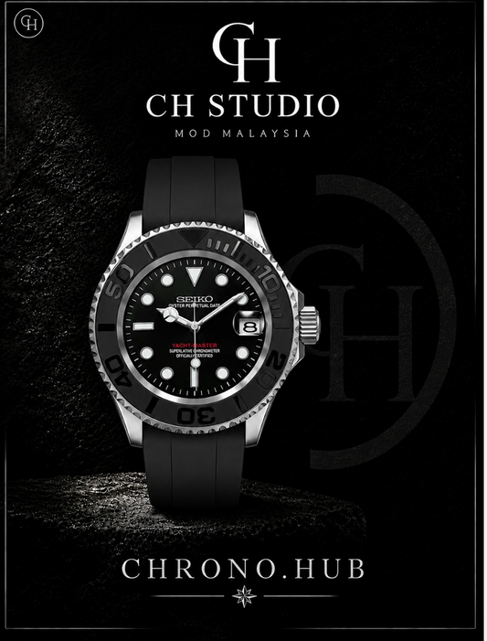 SEIKO MOD YATCHMASTER BLACK-SILVER