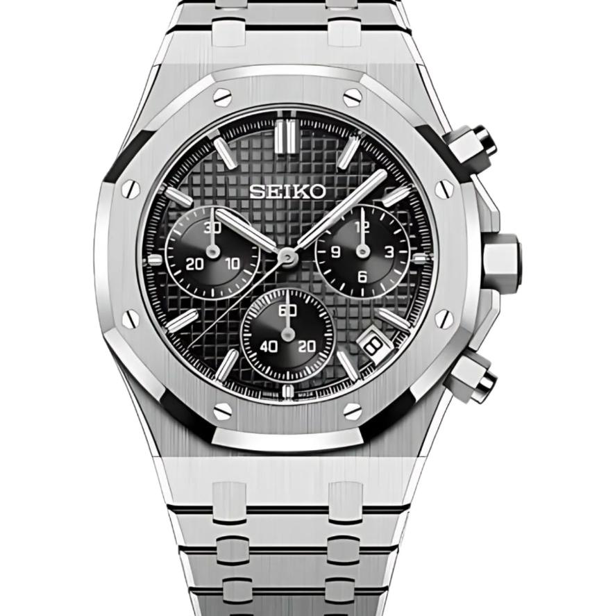 SEIKO MOD ROYAL OAK BLACK DIAL