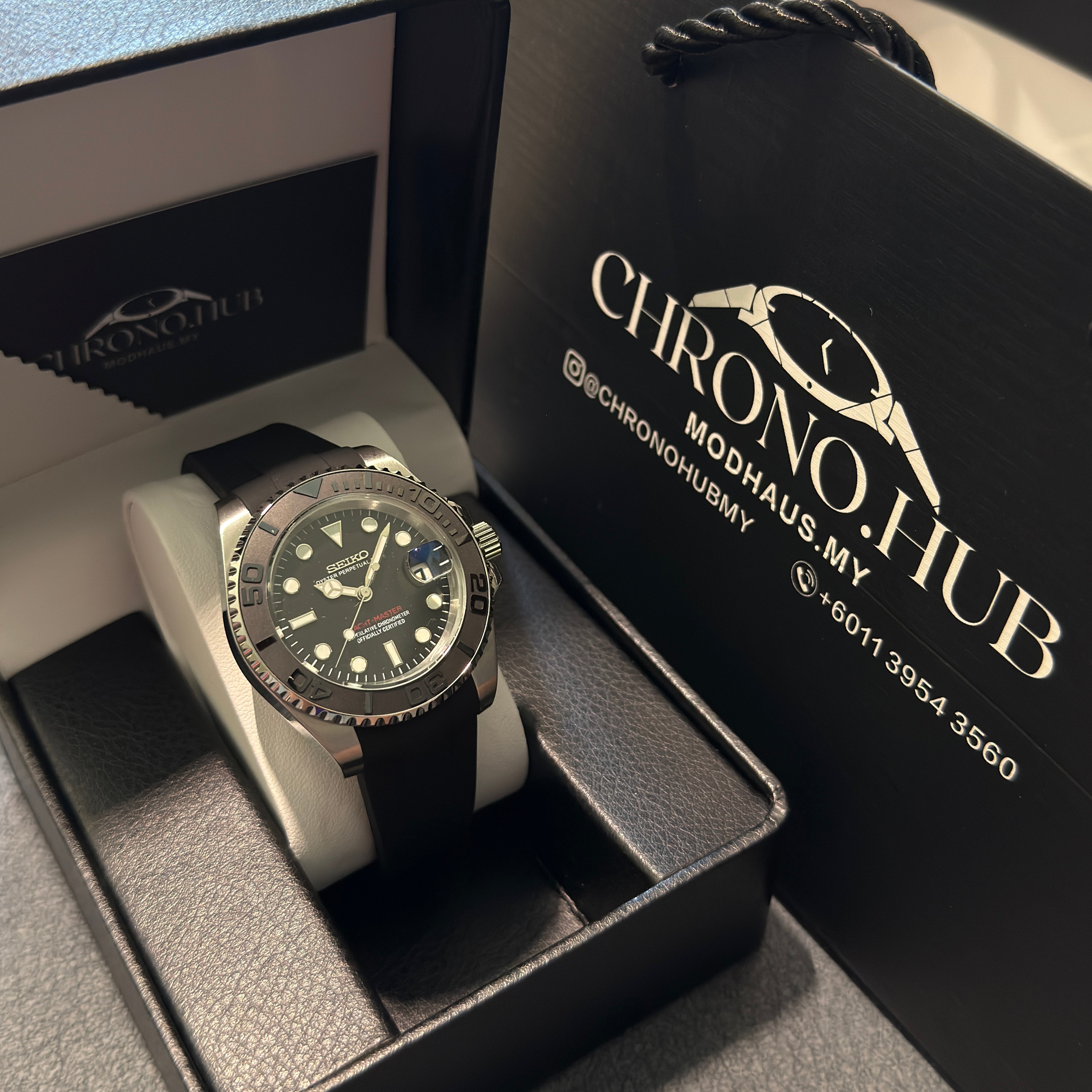 SEIKO MOD YATCHMASTER BLACK-SILVER